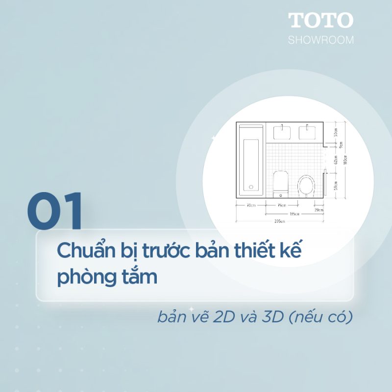 Chuẩn bị trước bản thiết kế phòng tắm