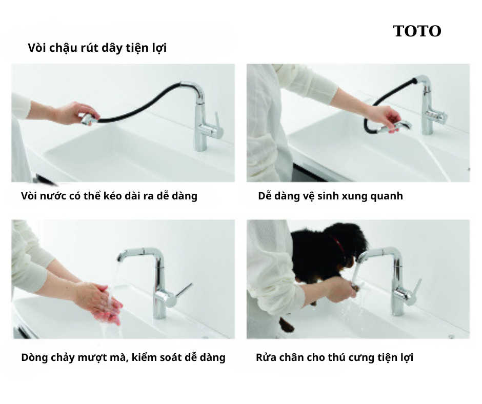 Vòi chậu dây rút tiện lợi