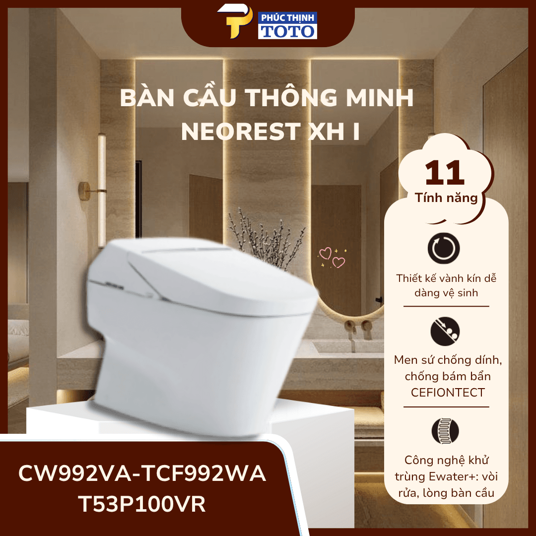 CW992VA/TCF992WA/T53P100VR TOTO chính hãng CW992VA/TCF992WA/T53P100VR