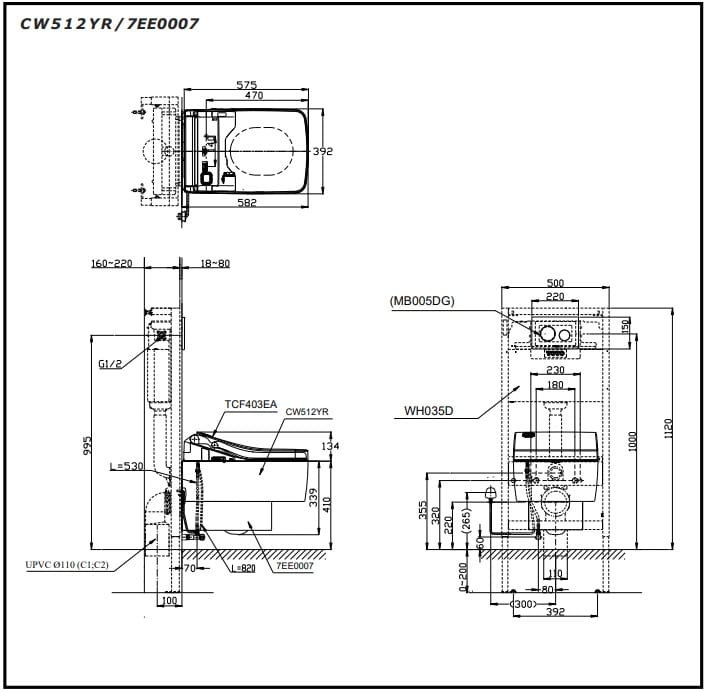 CW512YR/7EE0007/TCF403EA TOTO chính hãng CW512YR/7EE0007/TCF403EA