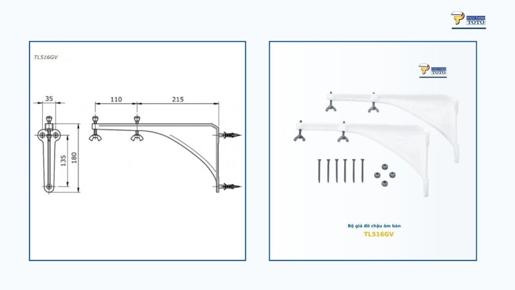 Bộ giá đỡ chậu âm bàn TOTO TL516GV 