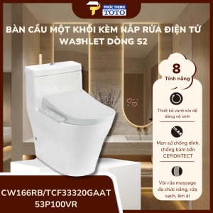 Bàn cầu một khối CW166RB kèm nắp rửa điện tử WASHLET TCF33320GAA