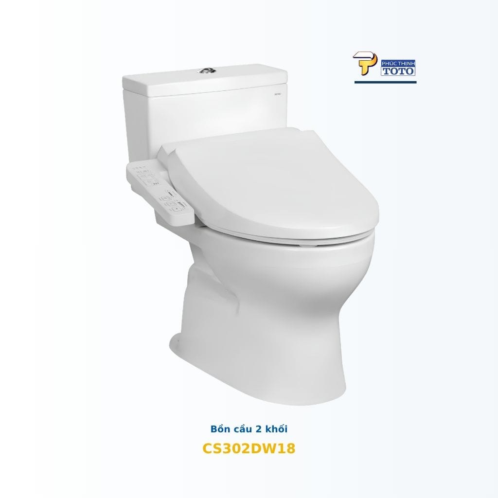 BỒN CẦU TOTO CS302DW18#W KÈM WASHLET C2 CƠ BẢN TOTO chính hãng Bồn cầu TOTO CS302DW18#W