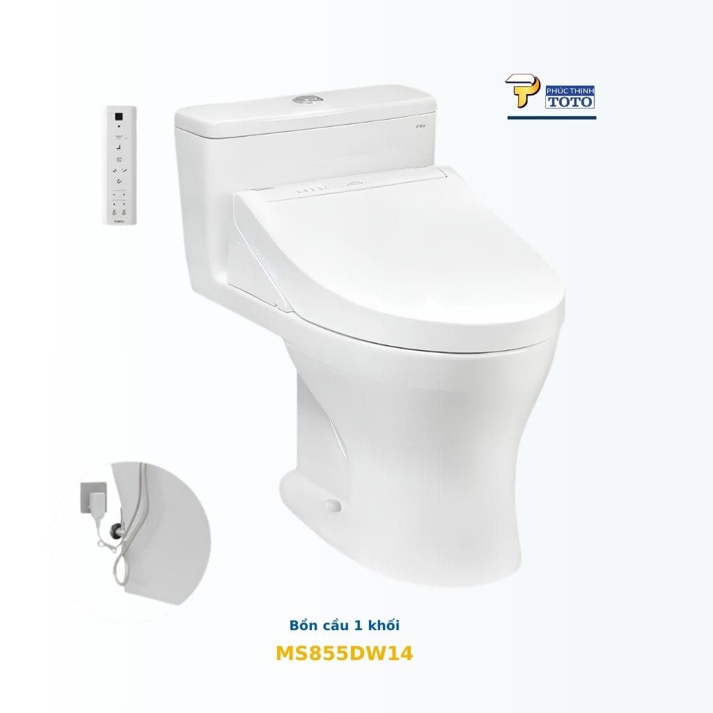 Bồn cầu một khối TOTO MS855DW14#XW kèm WASHLET C5 TOTO chính hãng Bồn cầu một khối TOTO MS855DW14#XW kèm WASHLET C5