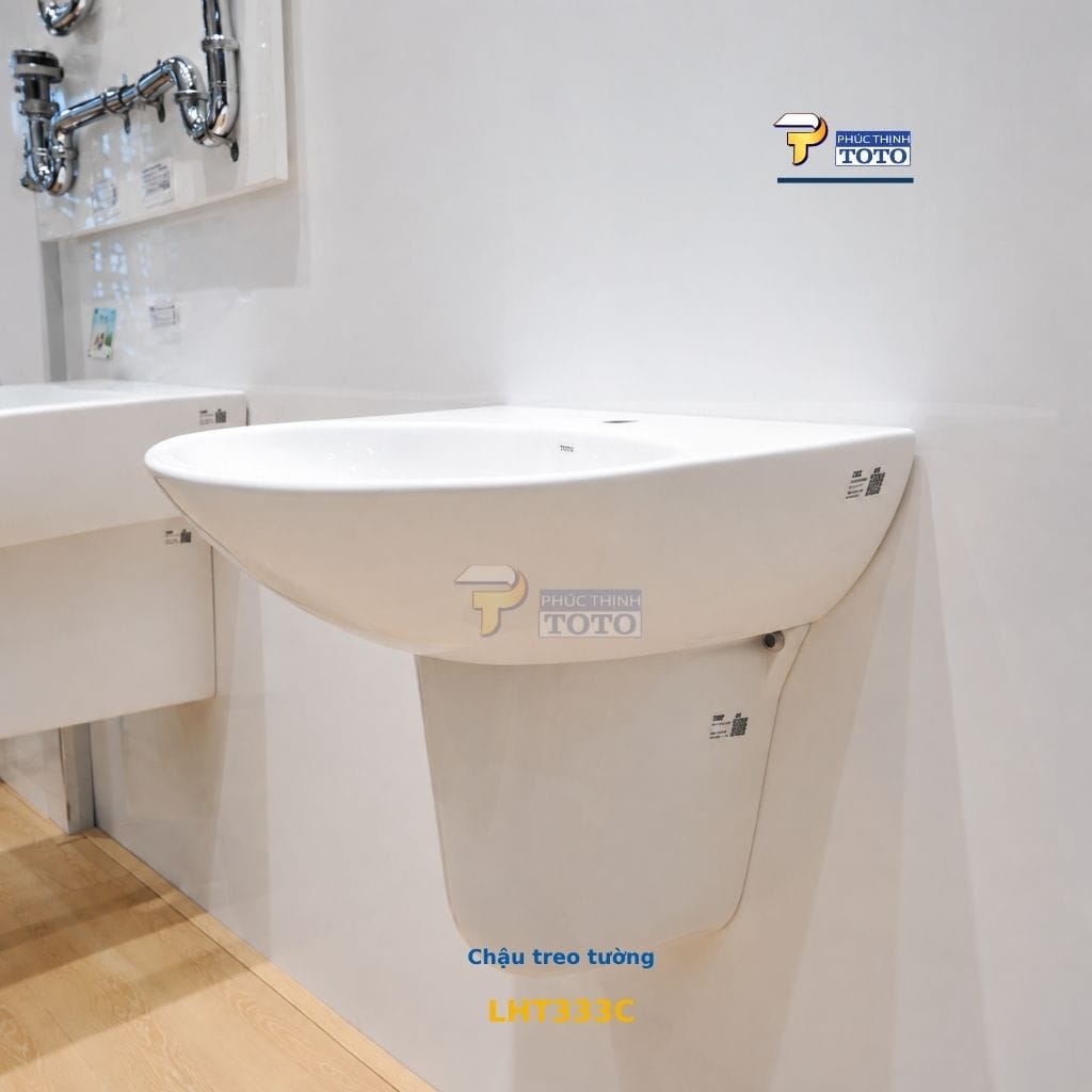 Chậu lavabo TOTO LHT333C#XW chân lửng TOTO chính hãng Chậu lavabo TOTO LHT333C#XW - góc nghiêng